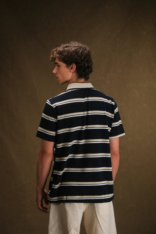 Striped Polo Collar Knit Men's T-Shirt | Regular Fit