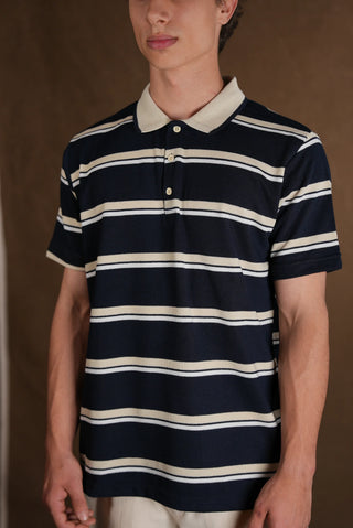 Striped Polo Collar Knit Men's T-Shirt | Regular Fit