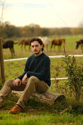 Wool-Blend Crew Neck Heavy Knit Sweater