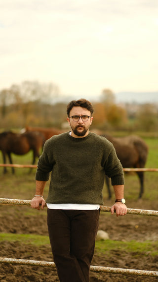 Wool-Blend Crew Neck Heavy Knit Sweater