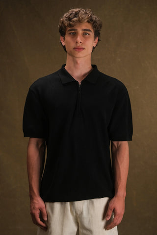 Textured Half-Zip Polo Men's T-Shirt | Regular Fit