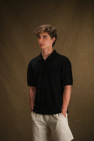 Textured Half-Zip Polo Men's T-Shirt | Regular Fit