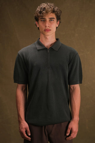 Textured Half-Zip Polo Men's T-Shirt | Regular Fit