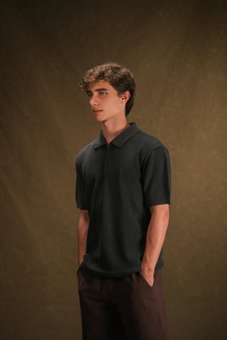 Textured Half-Zip Polo Men's T-Shirt | Regular Fit