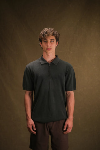Textured Half-Zip Polo Men's T-Shirt | Regular Fit