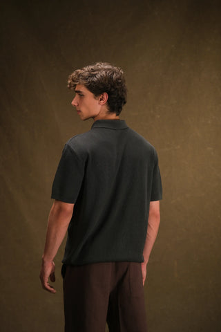 Textured Half-Zip Polo Men's T-Shirt | Regular Fit