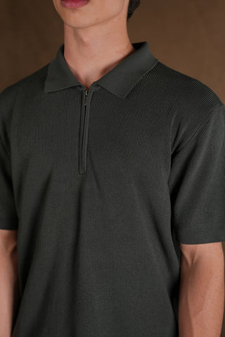 Textured Half-Zip Polo Men's T-Shirt | Regular Fit