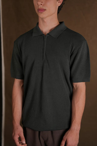 Textured Half-Zip Polo Men's T-Shirt | Regular Fit