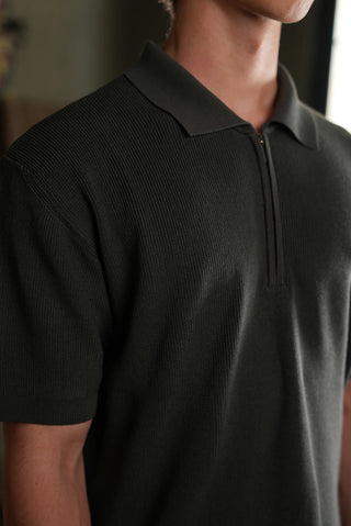 Textured Half-Zip Polo Men's T-Shirt | Regular Fit