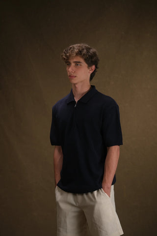 Textured Half-Zip Polo Men's T-Shirt | Regular Fit