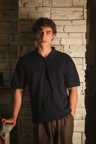 Textured Half-Zip Polo Men's T-Shirt | Regular Fit