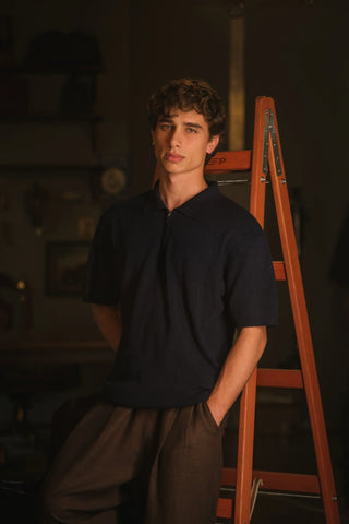 Textured Half-Zip Polo Men's T-Shirt | Regular Fit