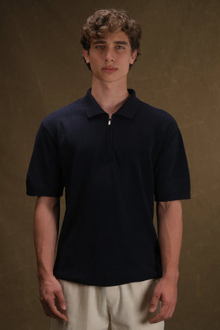 Textured Half-Zip Polo Men's T-Shirt | Regular Fit
