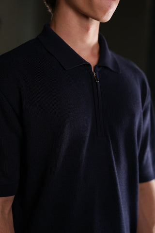 Textured Half-Zip Polo Men's T-Shirt | Regular Fit