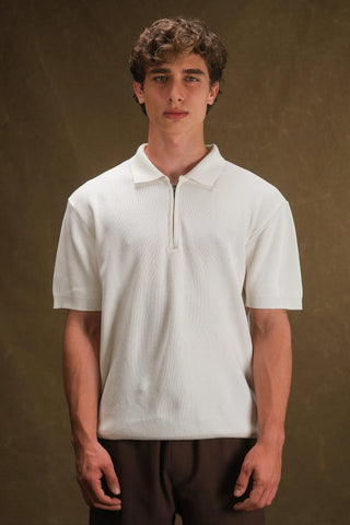 Textured Half-Zip Polo Men's T-Shirt | Regular Fit