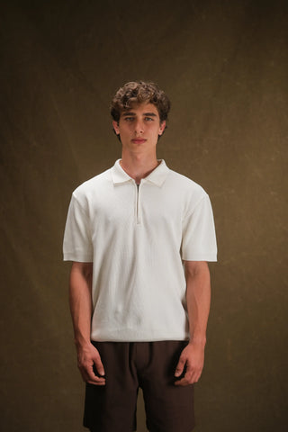Textured Half-Zip Polo Men's T-Shirt | Regular Fit