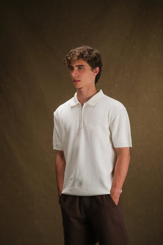Textured Half-Zip Polo Men's T-Shirt | Regular Fit