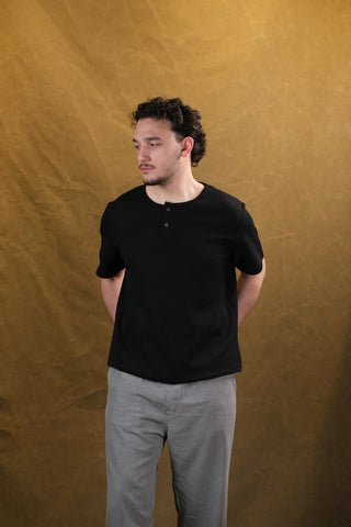 Two-Button Crew Neck Men's T-Shirt | Regular Fit