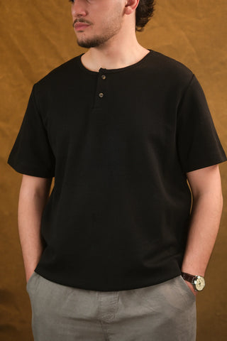 Two-Button Crew Neck Men's T-Shirt | Regular Fit