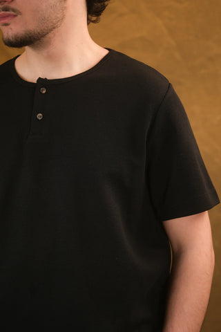 Two-Button Crew Neck Men's T-Shirt | Regular Fit