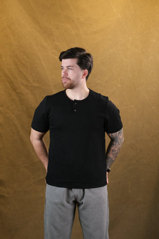 Two-Button Crew Neck Men's T-Shirt | Regular Fit