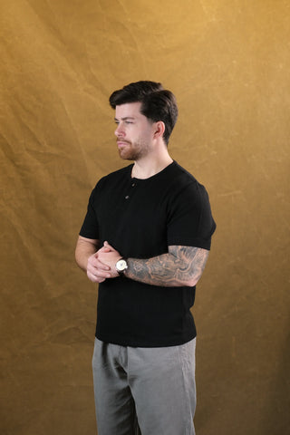 Two-Button Crew Neck Men's T-Shirt | Regular Fit