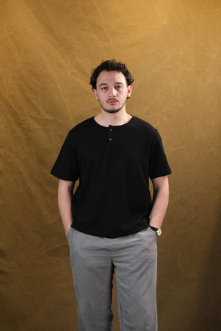 Two-Button Crew Neck Men's T-Shirt | Regular Fit