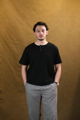 Two-Button Crew Neck Men's T-Shirt | Regular Fit