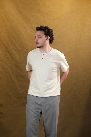 Two-Button Crew Neck Men's T-Shirt | Regular Fit