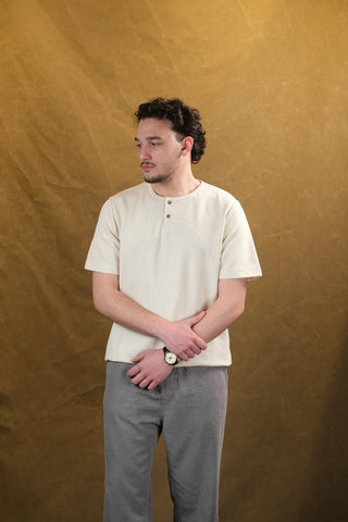 Two-Button Crew Neck Men's T-Shirt | Regular Fit