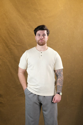 Two-Button Crew Neck Men's T-Shirt | Regular Fit