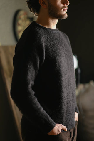 Wool-Blend Crew Neck Heavy Knit Sweater