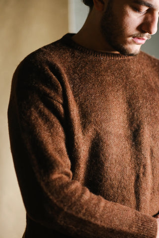 Wool-Blend Crew Neck Heavy Knit Sweater