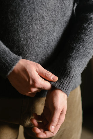 Wool-Blend Crew Neck Heavy Knit Sweater