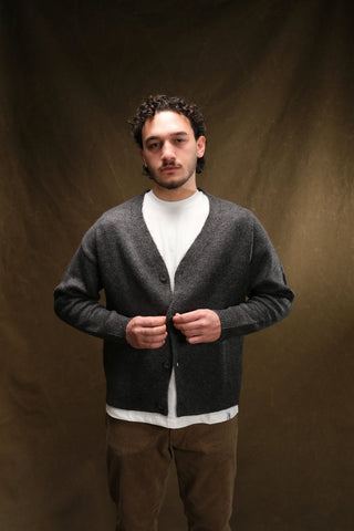 Wool-Textured V-Neck Knit Cardigan