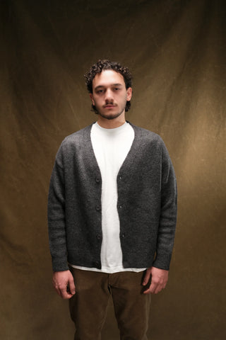 Wool-Textured V-Neck Knit Cardigan