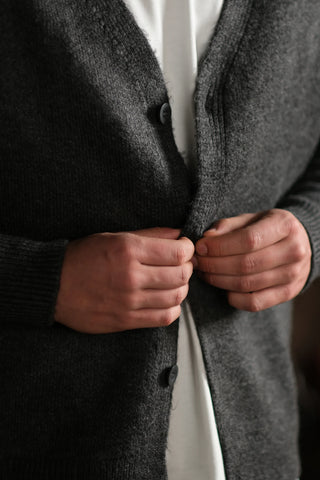 Wool-Textured V-Neck Knit Cardigan