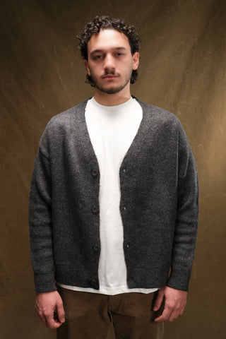 Wool-Textured V-Neck Knit Cardigan