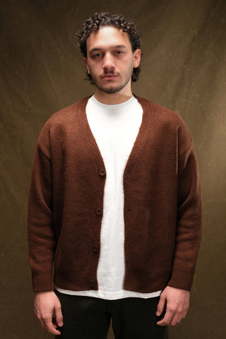 Wool-Textured V-Neck Knit Cardigan