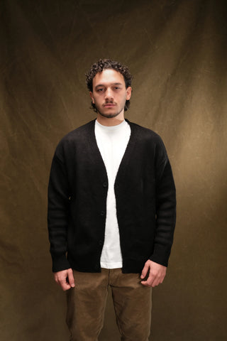 Wool-Textured V-Neck Knit Cardigan