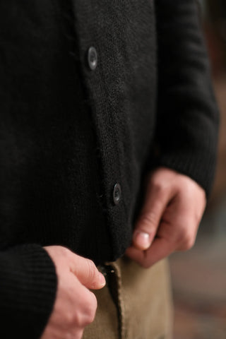 Wool-Textured V-Neck Knit Cardigan