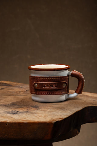 Leather Wrapped Enamel Mug