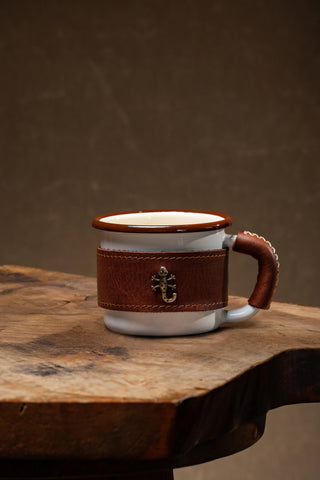 Leather Wrapped Enamel Mug