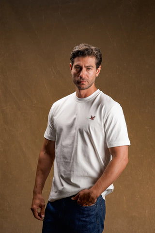 Duck Embroidered White T-Shirt