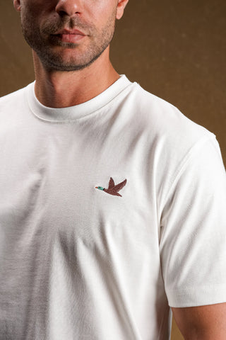 Duck Embroidered White T-Shirt