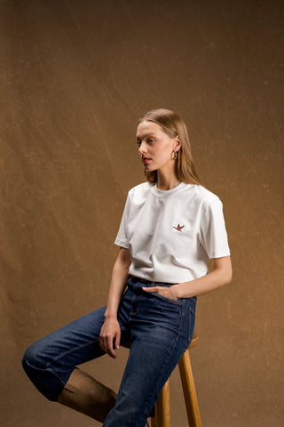 Duck Embroidered White T-Shirt