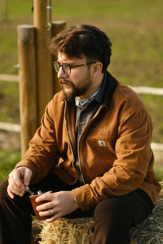 100% Cotton Zip-Up Denim Jacket with Corduroy Collar