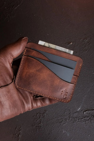 Colt: Minimalist & Stylish Genuine Coffee Leather Unisex Wallet - Cardholder Photo 4