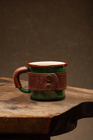 Leather Wrapped Enamel Mug