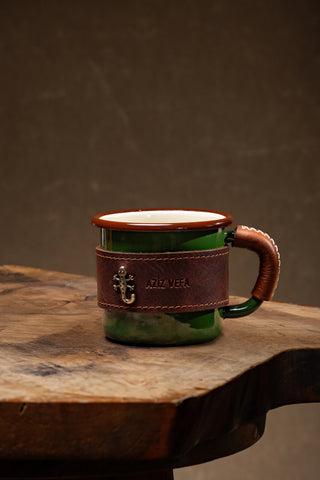 Leather Wrapped Enamel Mug